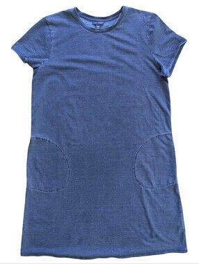 J. Jill Purejill indigo T Shirt Dress Pockets Medium Organic Casual Lagenlook